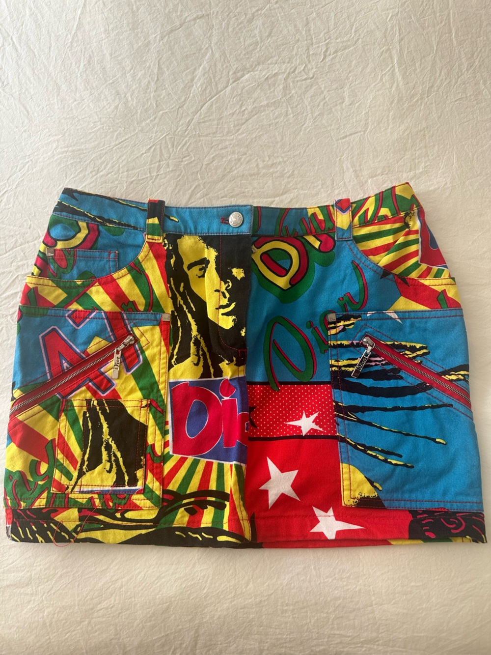 Vintage Dior Rasta Multicolor Mini Skirt - Picture 2 of 6
